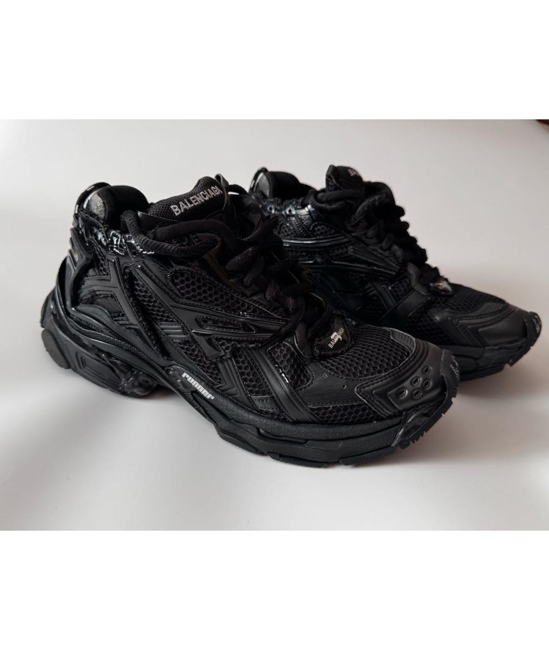 BALENCIAGA Черные кожаные высокие кроссовки / кеды, фото 9