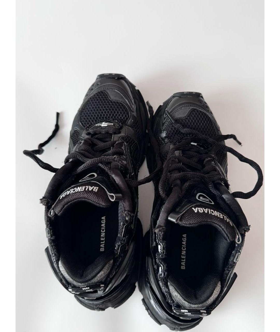 BALENCIAGA Черные кожаные высокие кроссовки / кеды, фото 3