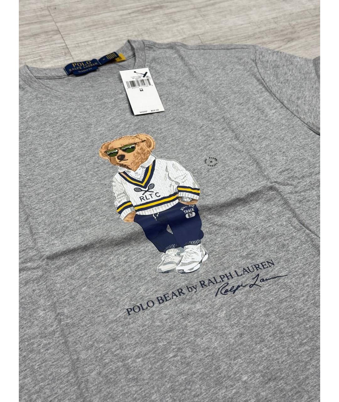 POLO RALPH LAUREN Серая хлопковая футболка, фото 2