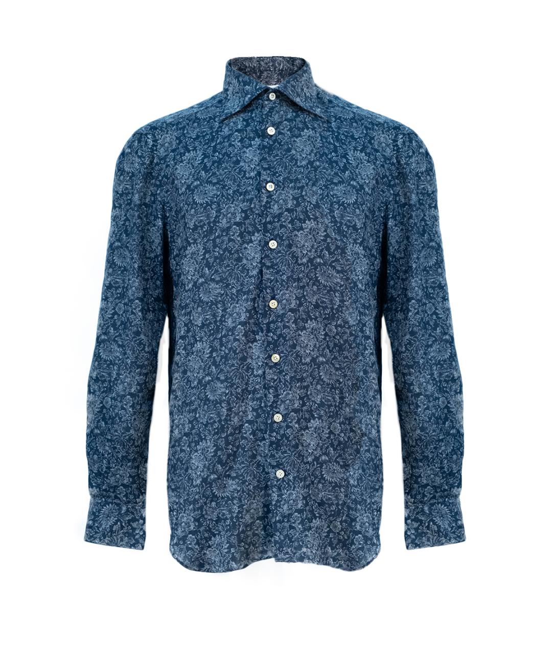 KITON Синяя льняная кэжуал рубашка, фото 1