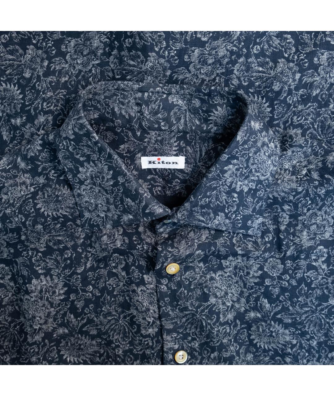 KITON Синяя льняная кэжуал рубашка, фото 3