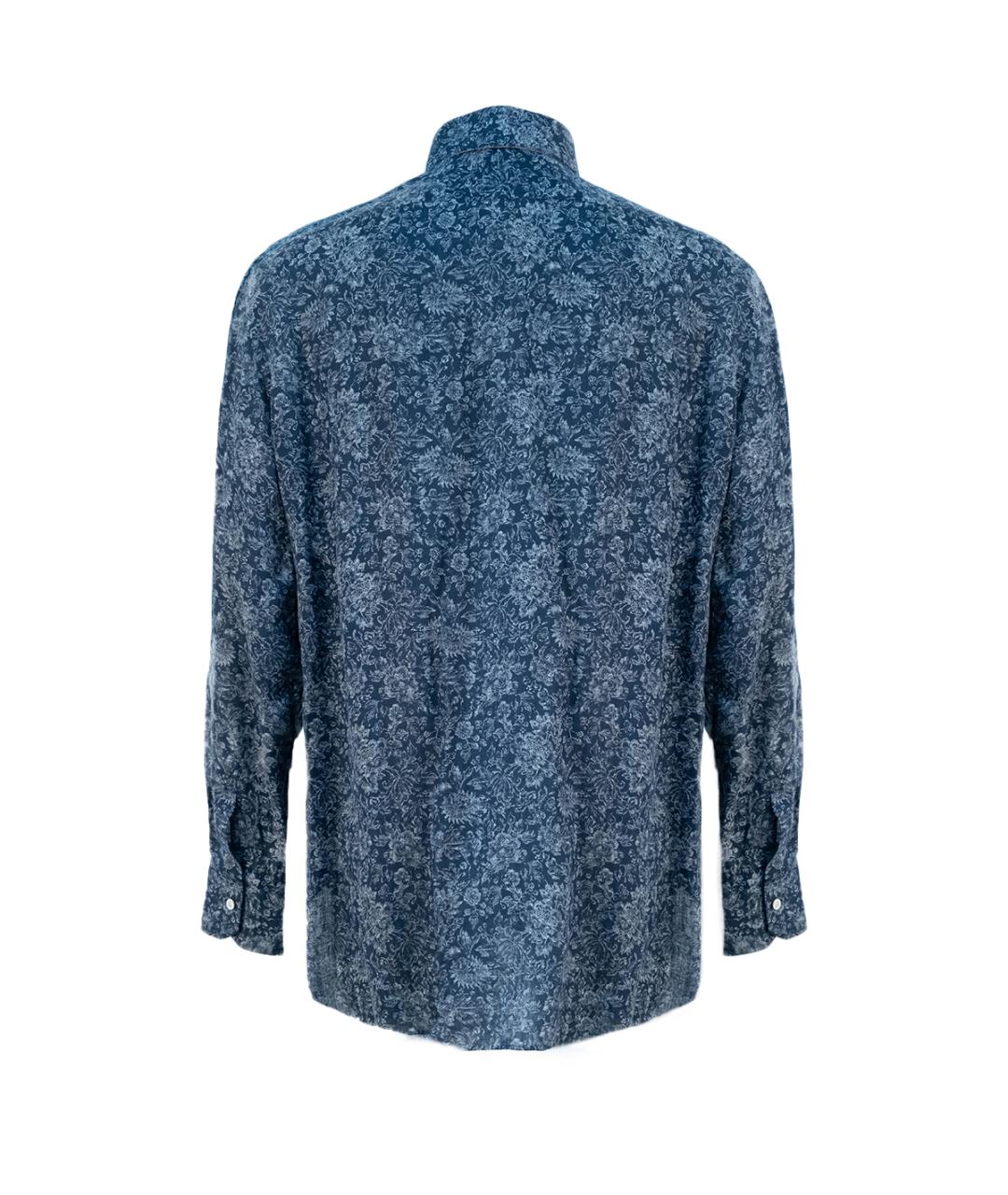 KITON Синяя льняная кэжуал рубашка, фото 2