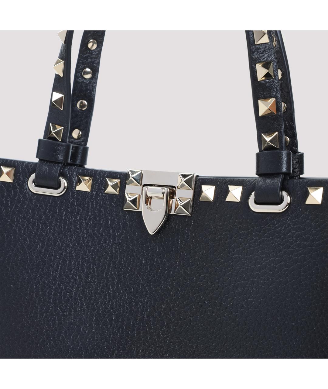 VALENTINO Черная кожаная сумка тоут, фото 5
