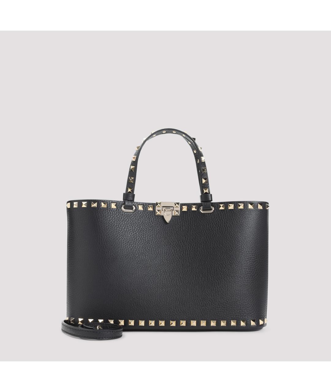 VALENTINO Черная кожаная сумка тоут, фото 2