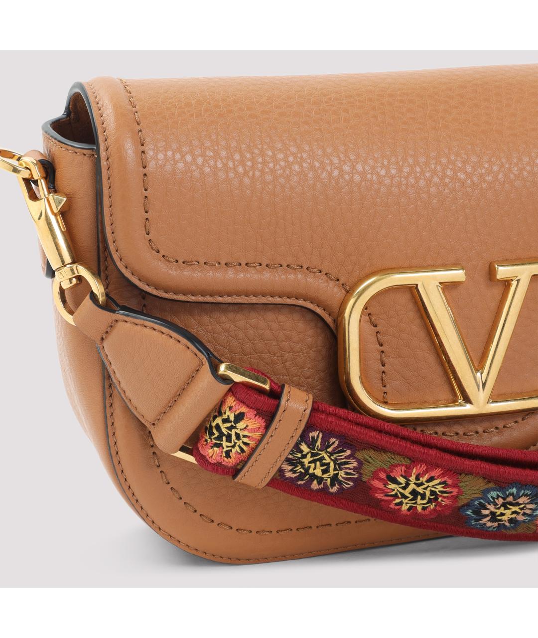 VALENTINO Бежевая кожаная сумка через плечо, фото 5