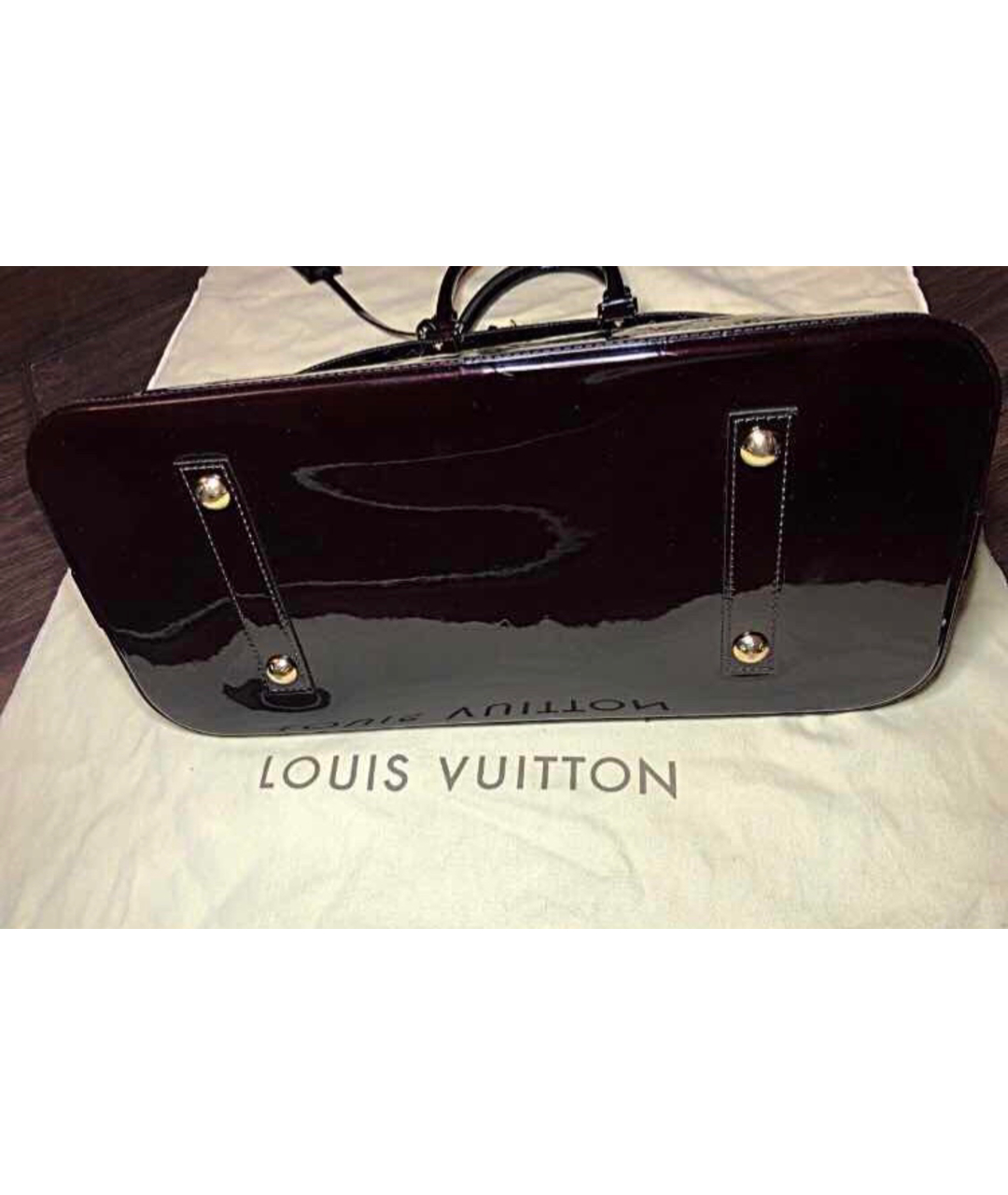 LOUIS VUITTON PRE-OWNED Бордовая сумка тоут из лакированной кожи, фото 2