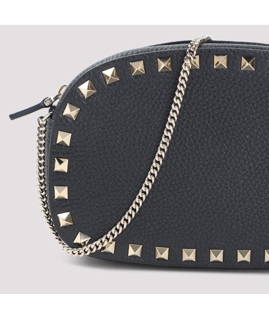 VALENTINO Черная кожаная сумка через плечо, фото 5