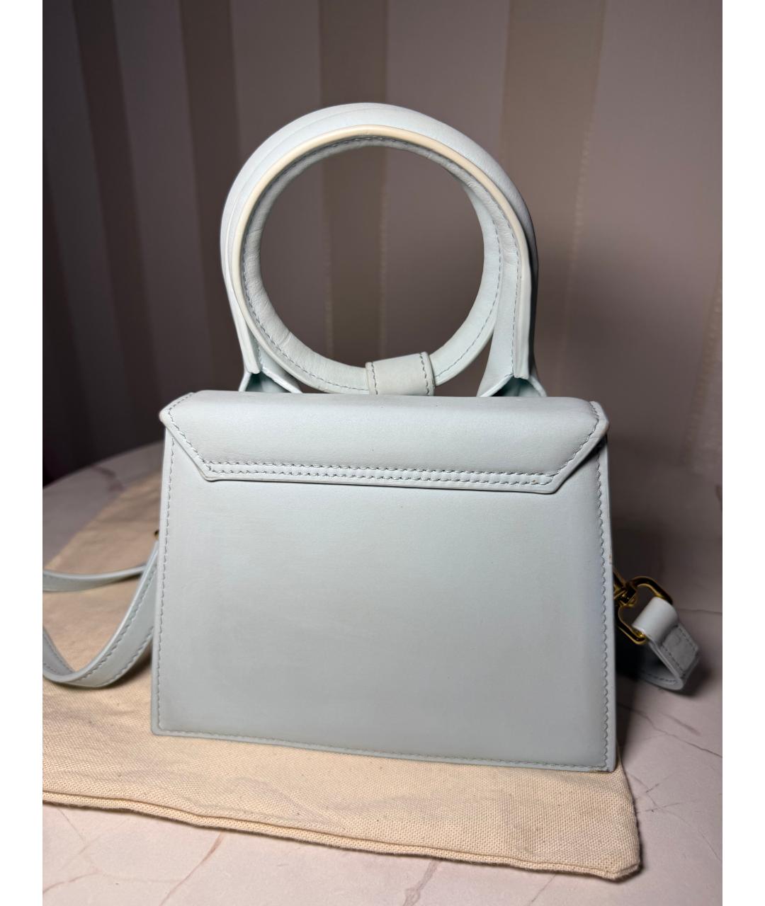 JACQUEMUS Голубая кожаная сумка с короткими ручками, фото 4