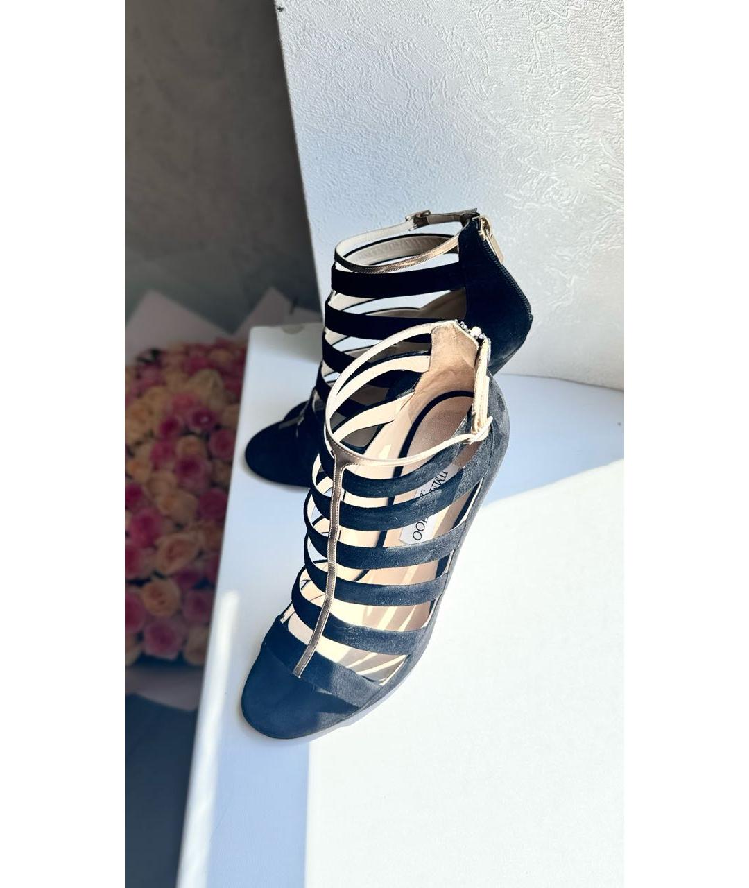 JIMMY CHOO Черные замшевые босоножки, фото 3