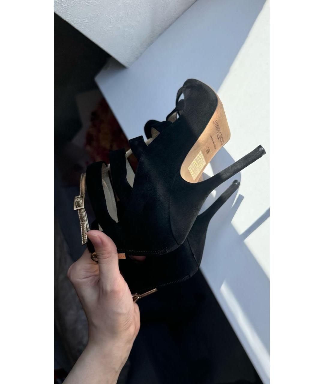 JIMMY CHOO Черные замшевые босоножки, фото 4