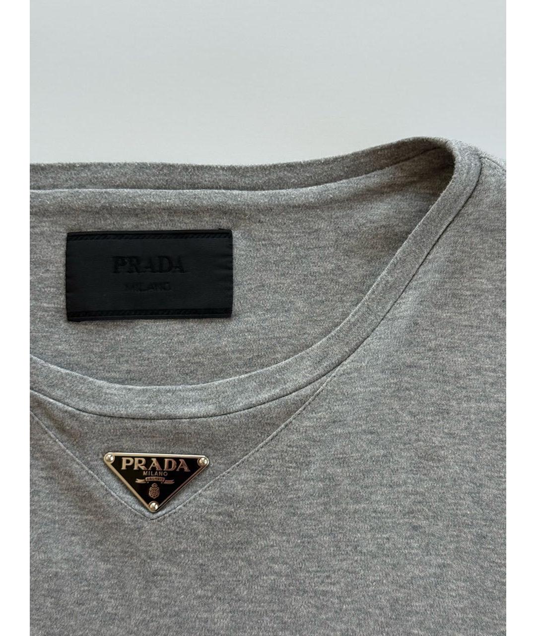 PRADA Серая хлопковая футболка, фото 3
