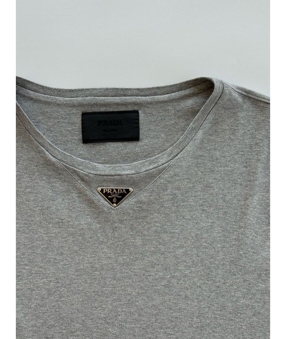 PRADA Серая хлопковая футболка, фото 4