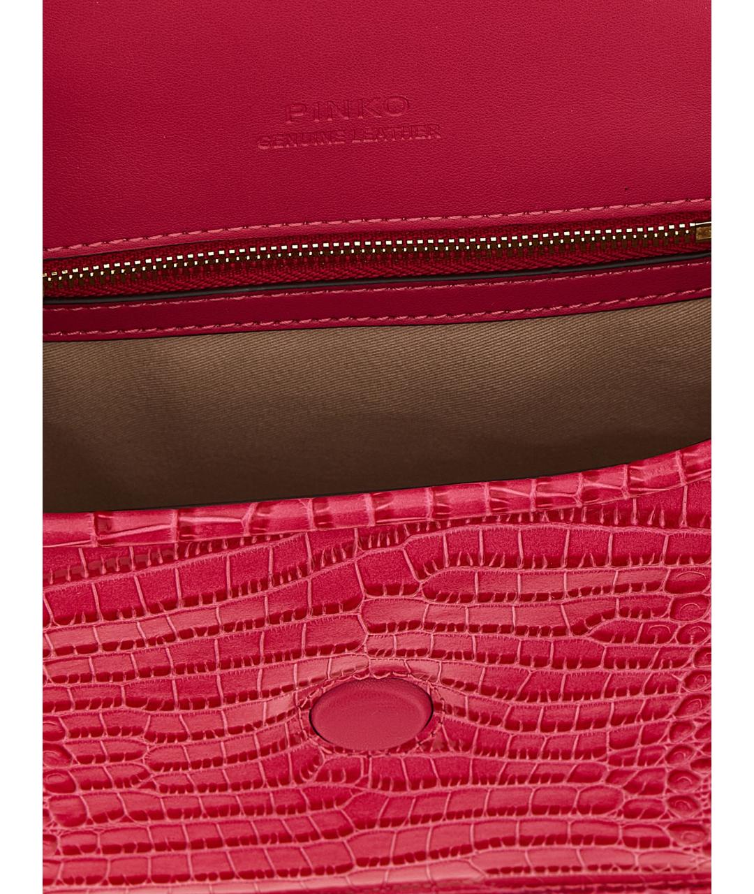 PINKO Фуксия кожаная сумка через плечо, фото 4