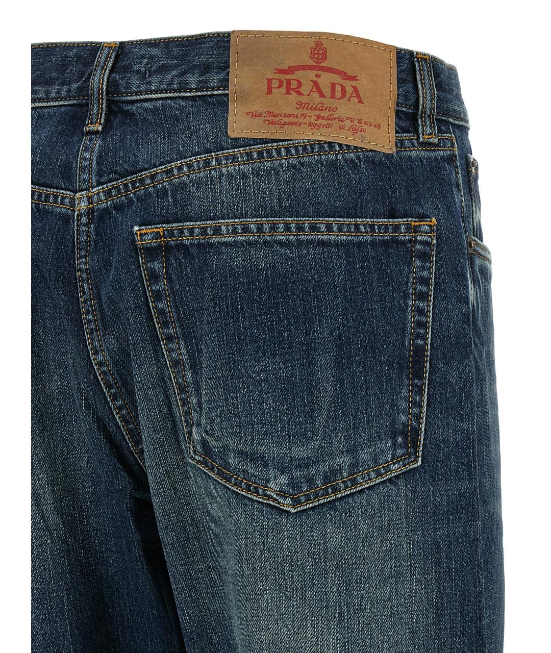 PRADA Синие хлопковые прямые джинсы, фото 4