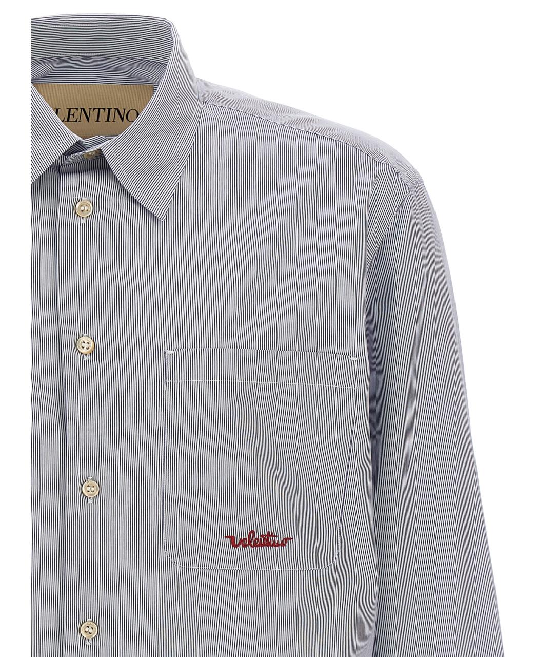 VALENTINO Голубая хлопковая кэжуал рубашка, фото 3