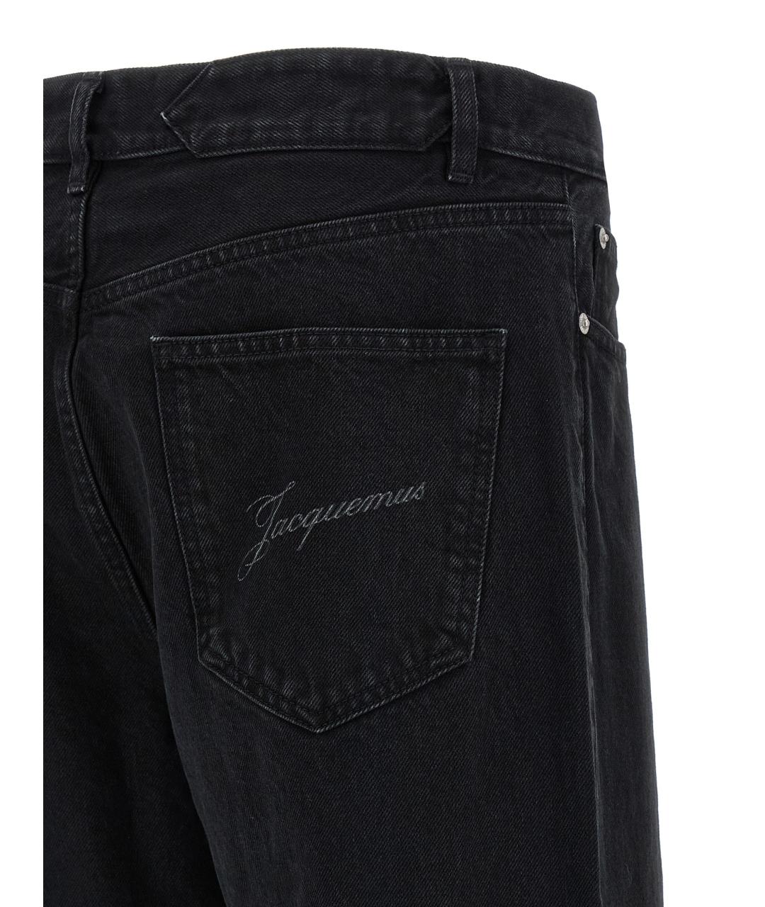 JACQUEMUS Черные хлопковые прямые джинсы, фото 4