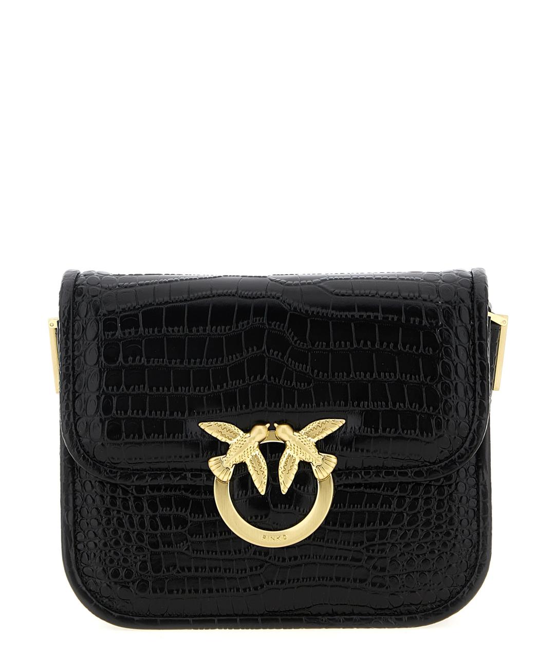 PINKO Черная кожаная сумка через плечо, фото 1