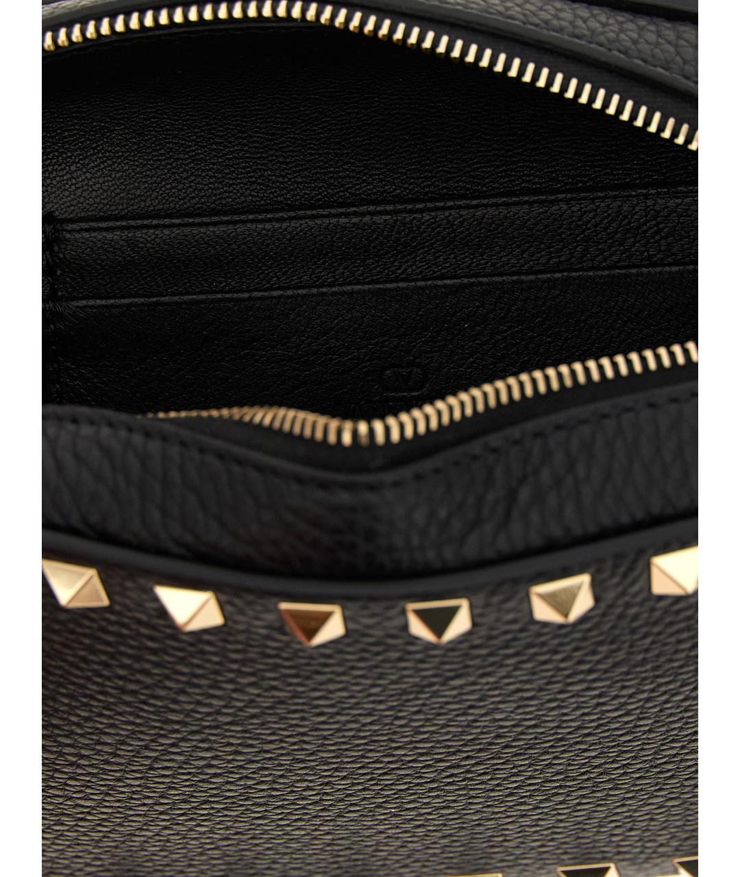 VALENTINO Черная кожаная сумка через плечо, фото 4