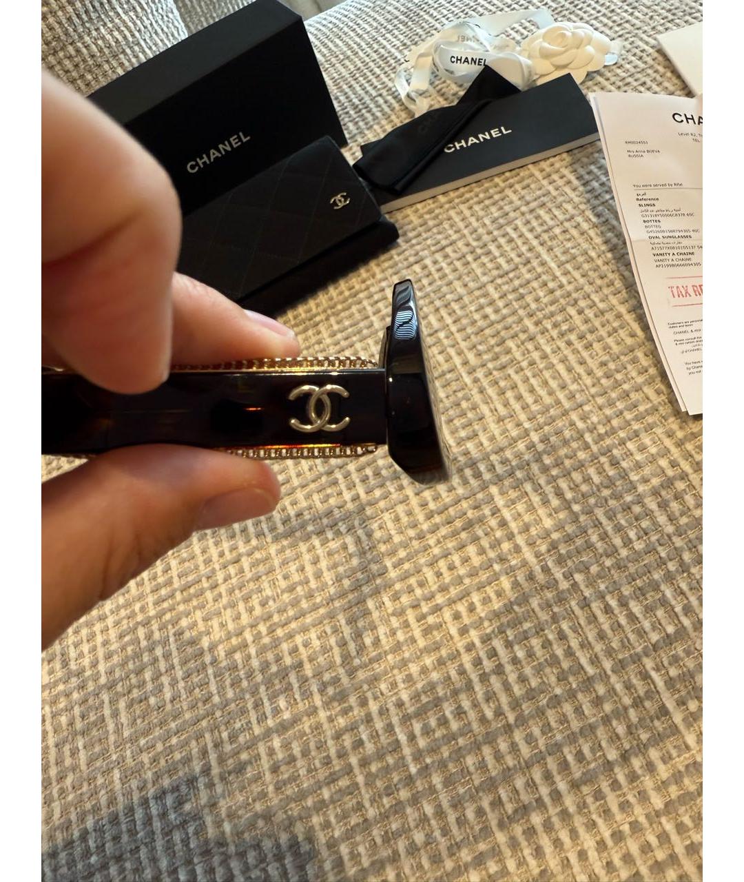 CHANEL Коричневые пластиковые солнцезащитные очки, фото 3