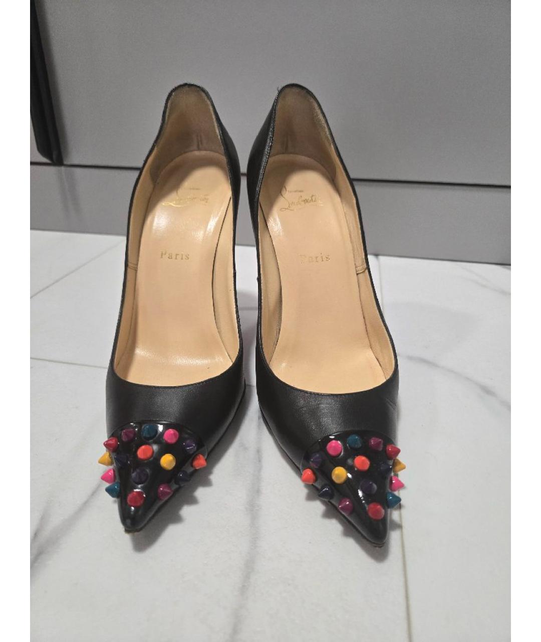 CHRISTIAN LOUBOUTIN Черные кожаные туфли, фото 2