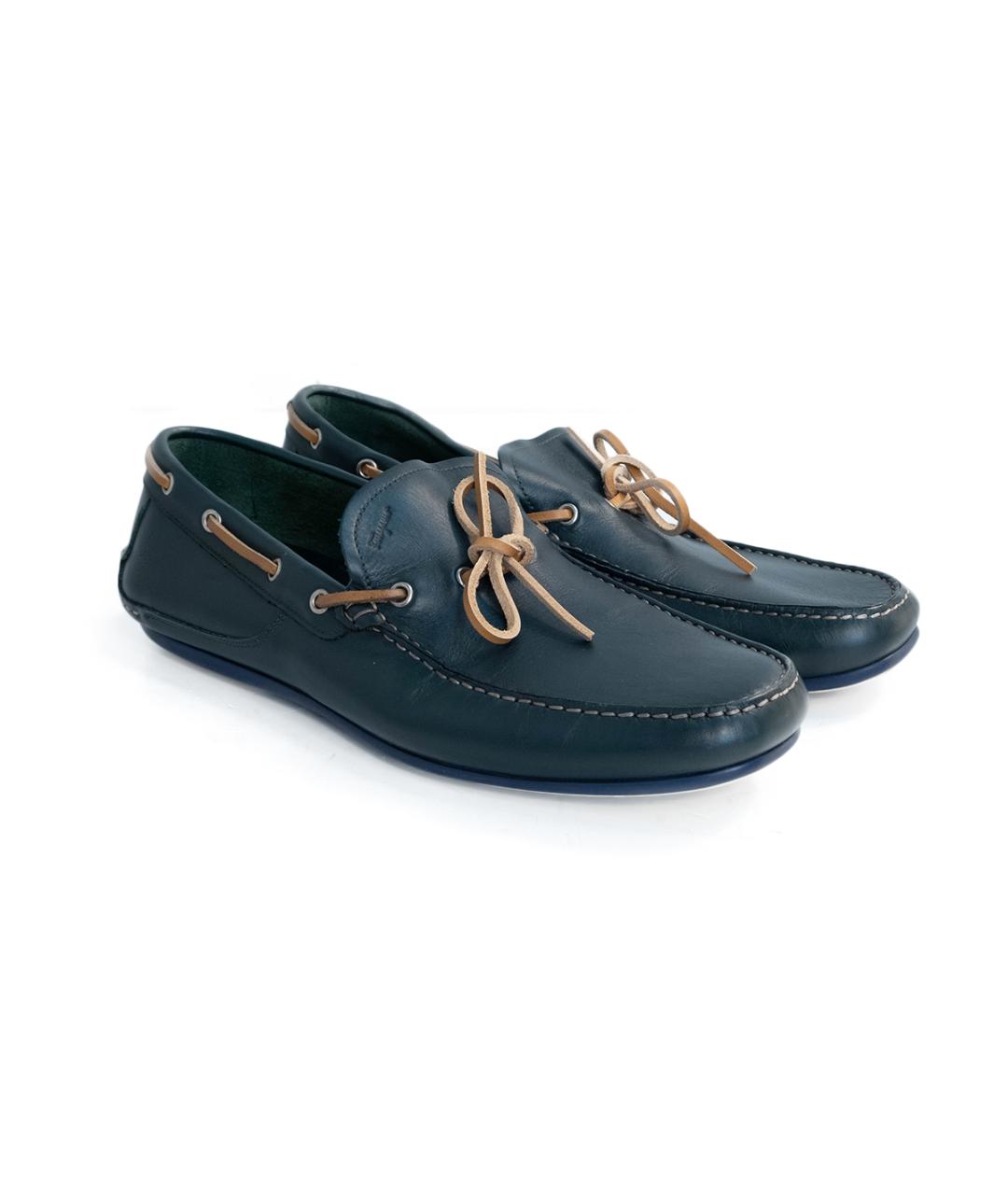 FERRAGAMO Зеленые кожаные мокасины, фото 2