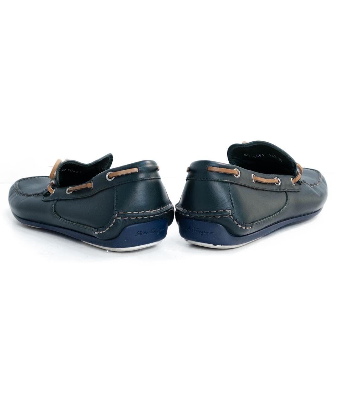 FERRAGAMO Зеленые кожаные мокасины, фото 5
