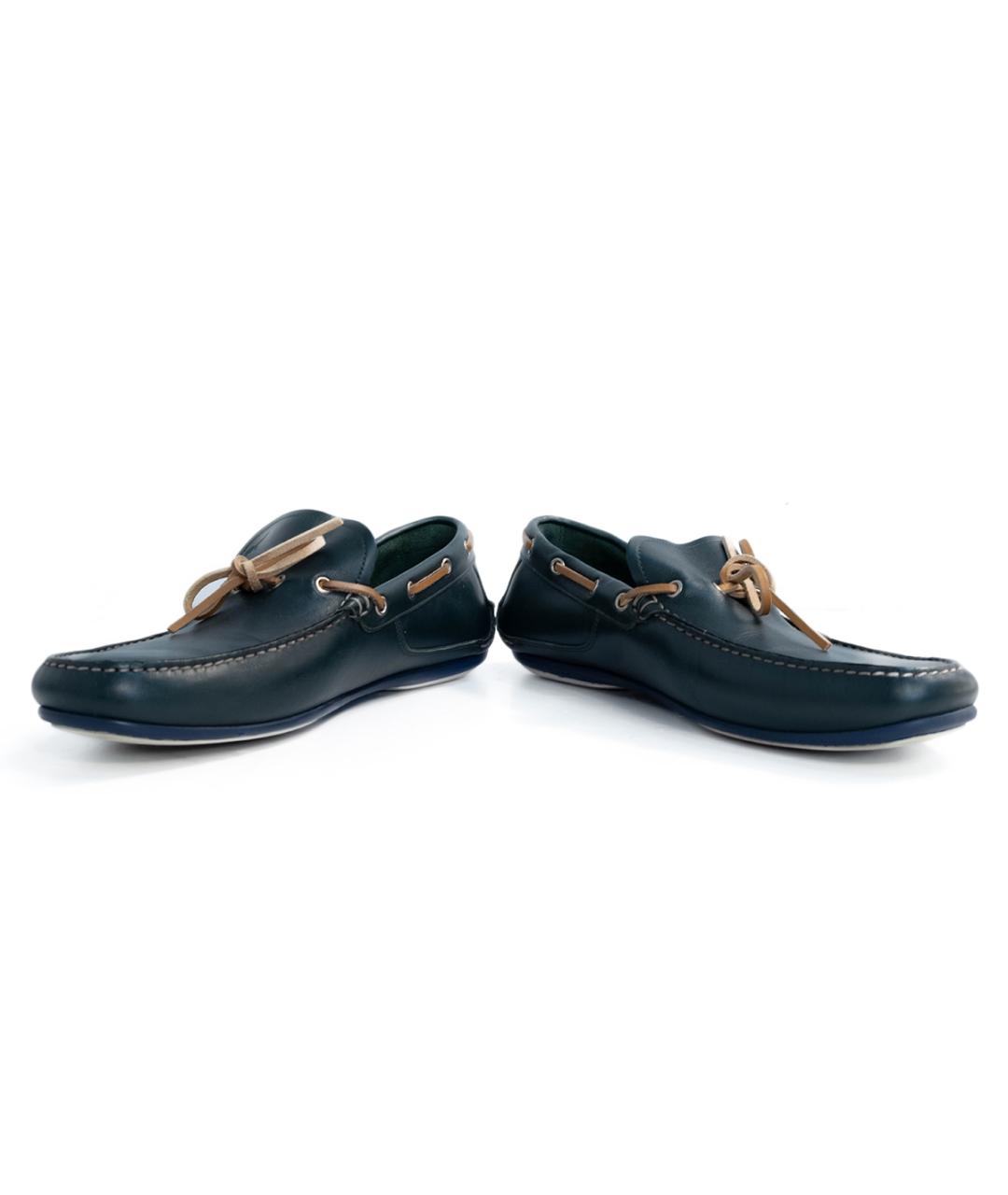 FERRAGAMO Зеленые кожаные мокасины, фото 4