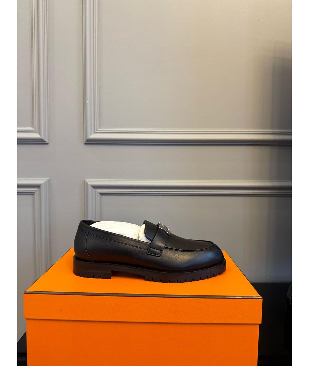 HERMES Черные кожаные лоферы, фото 5