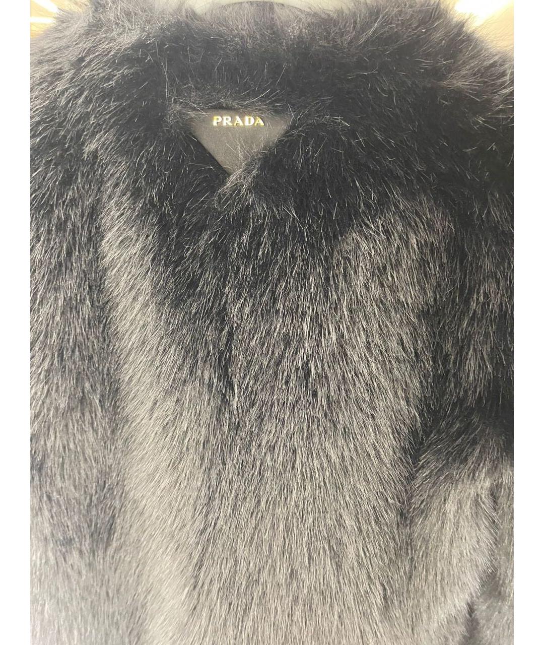 PRADA Черная полиэстеровая шуба, фото 5