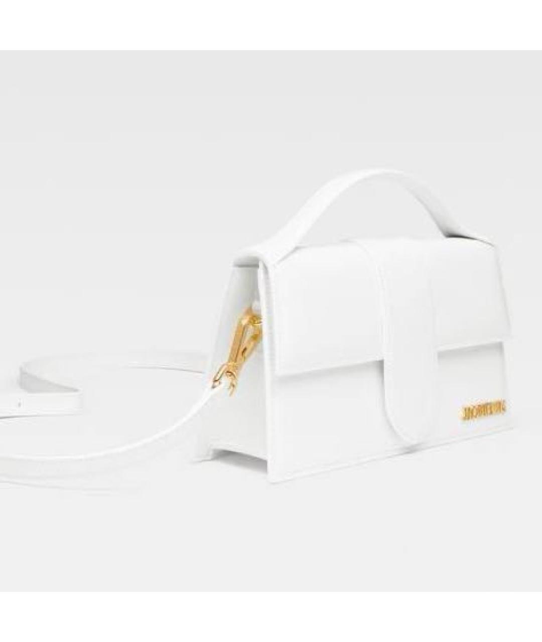 JACQUEMUS Белая кожаная сумка через плечо, фото 4