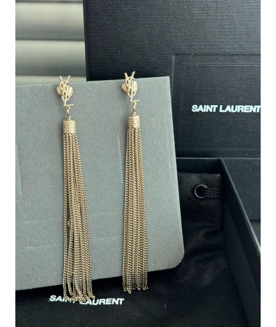 SAINT LAURENT Золотые латунные серьги, фото 4