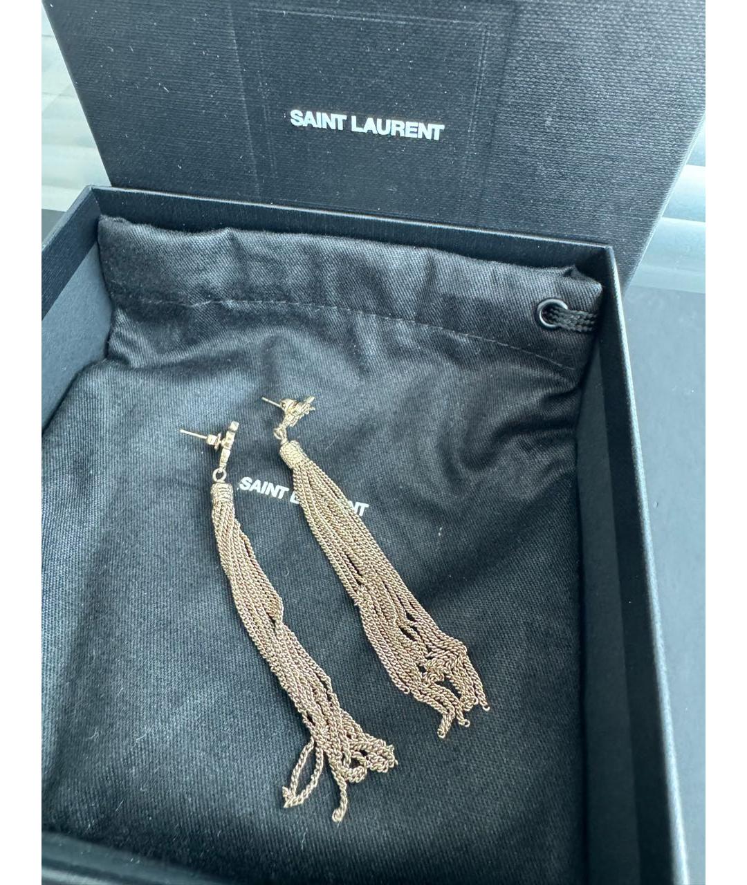 SAINT LAURENT Золотые латунные серьги, фото 3
