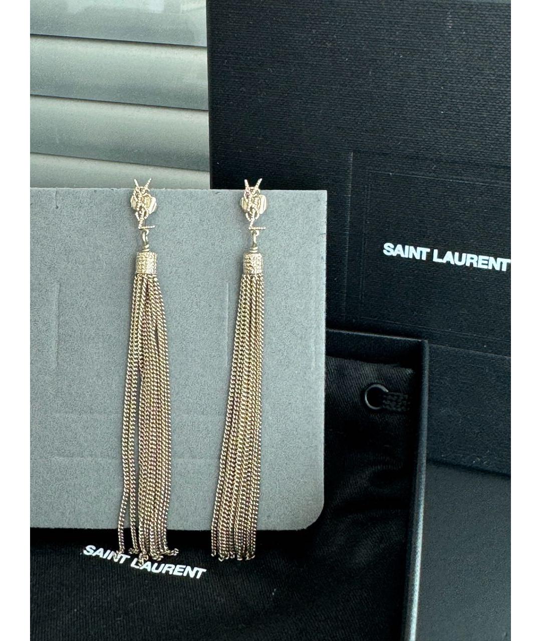 SAINT LAURENT Золотые латунные серьги, фото 2