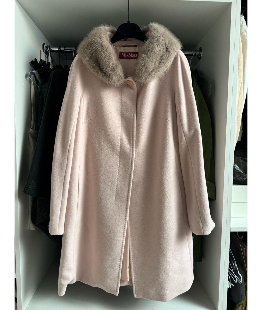 MAX MARA STUDIO Розовое шерстяное пальто, фото 8