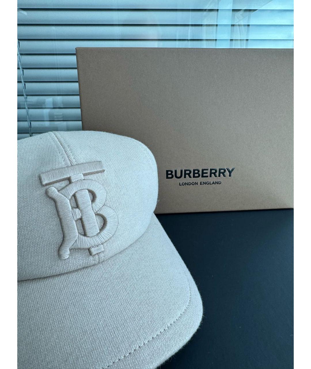 BURBERRY Бежевая хлопковая кепка, фото 4