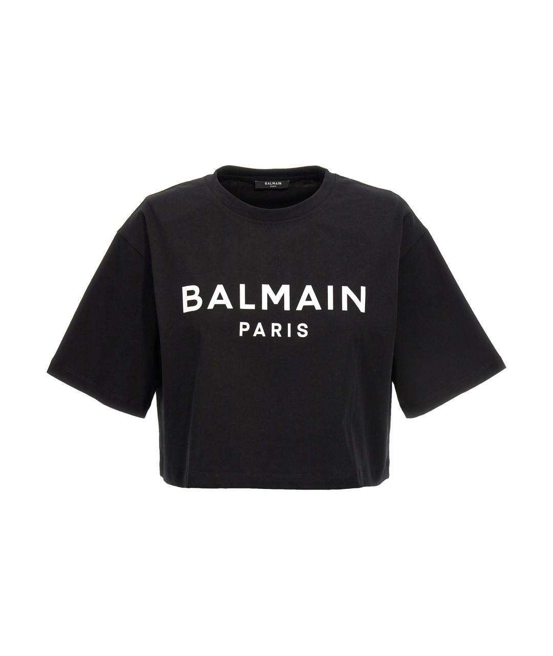 BALMAIN Черная хлопковая футболка, фото 1