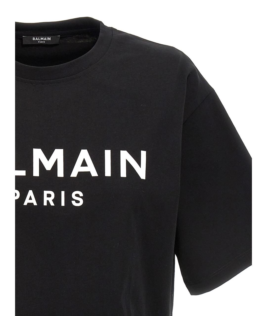 BALMAIN Черная хлопковая футболка, фото 3