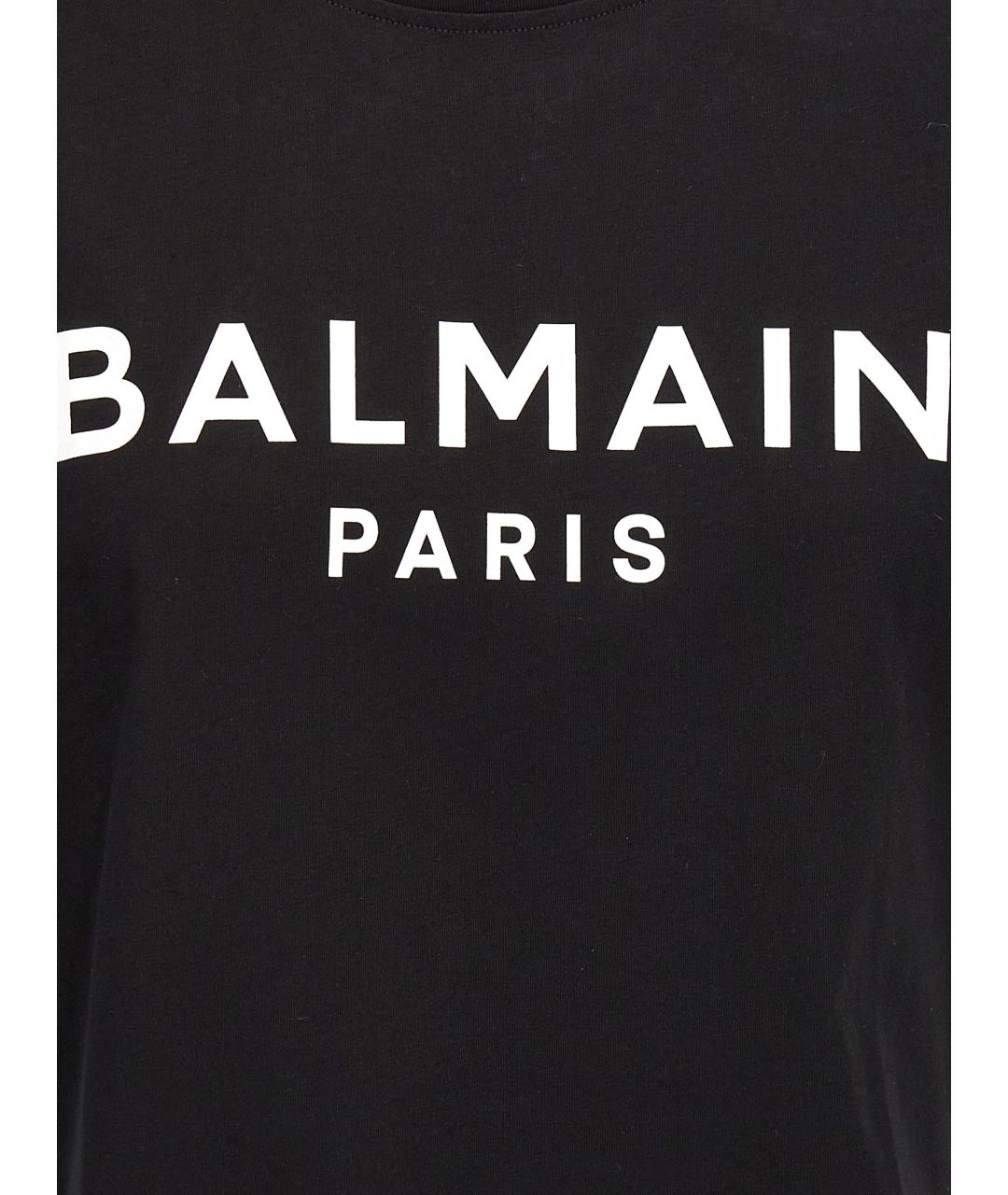 BALMAIN Черная хлопковая футболка, фото 4