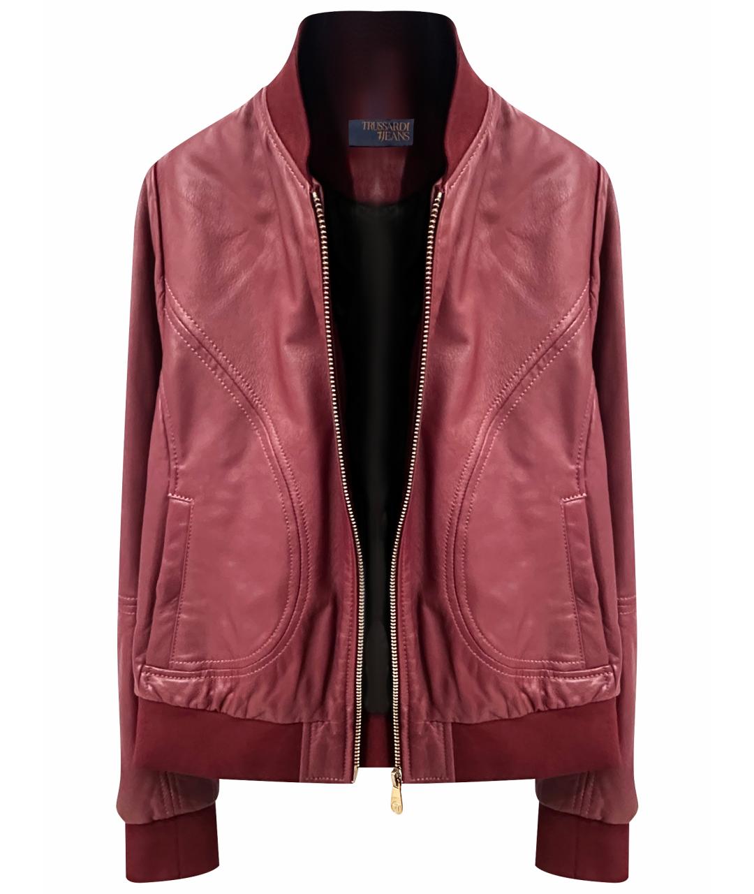 TRUSSARDI JEANS Бордовая кожаная куртка, фото 1