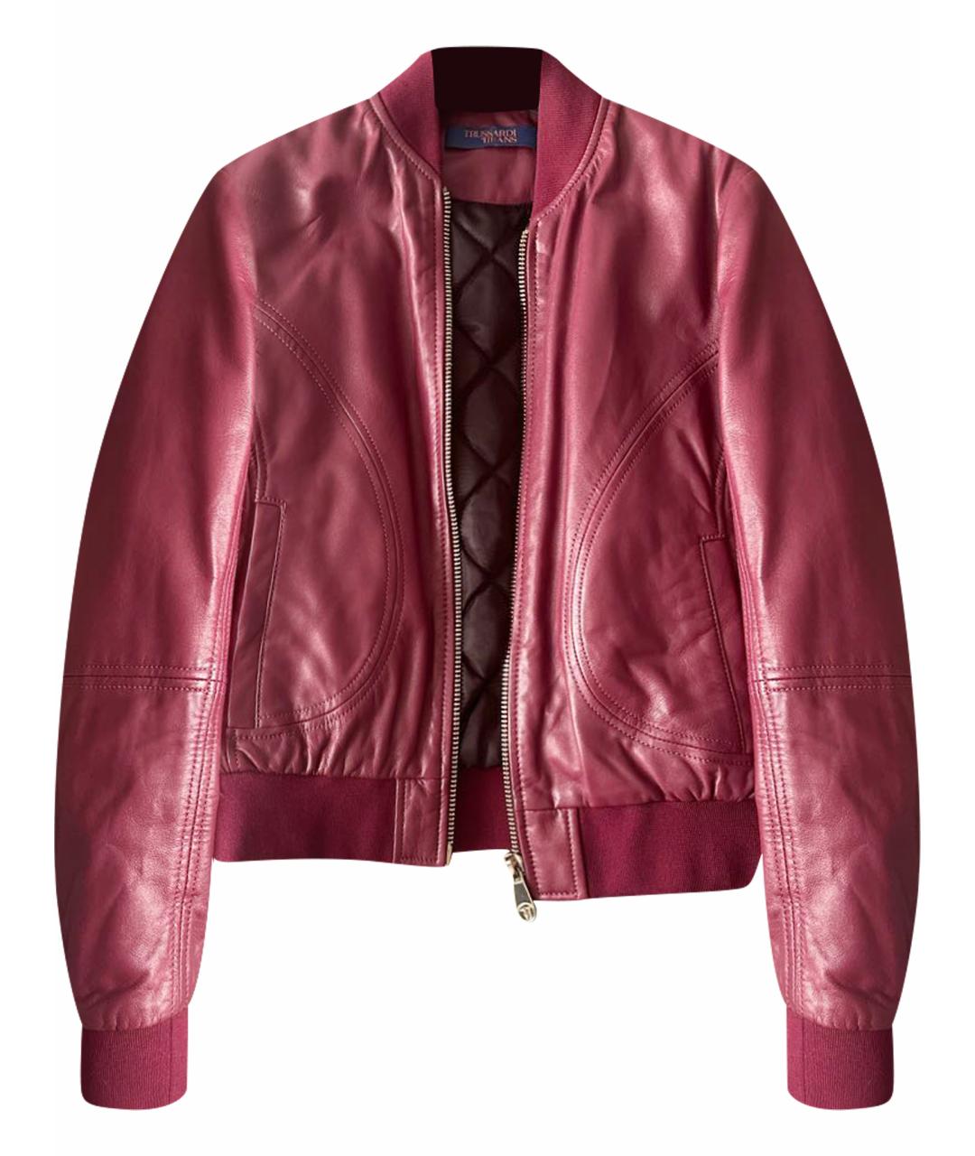 TRUSSARDI JEANS Бордовая кожаная куртка, фото 1
