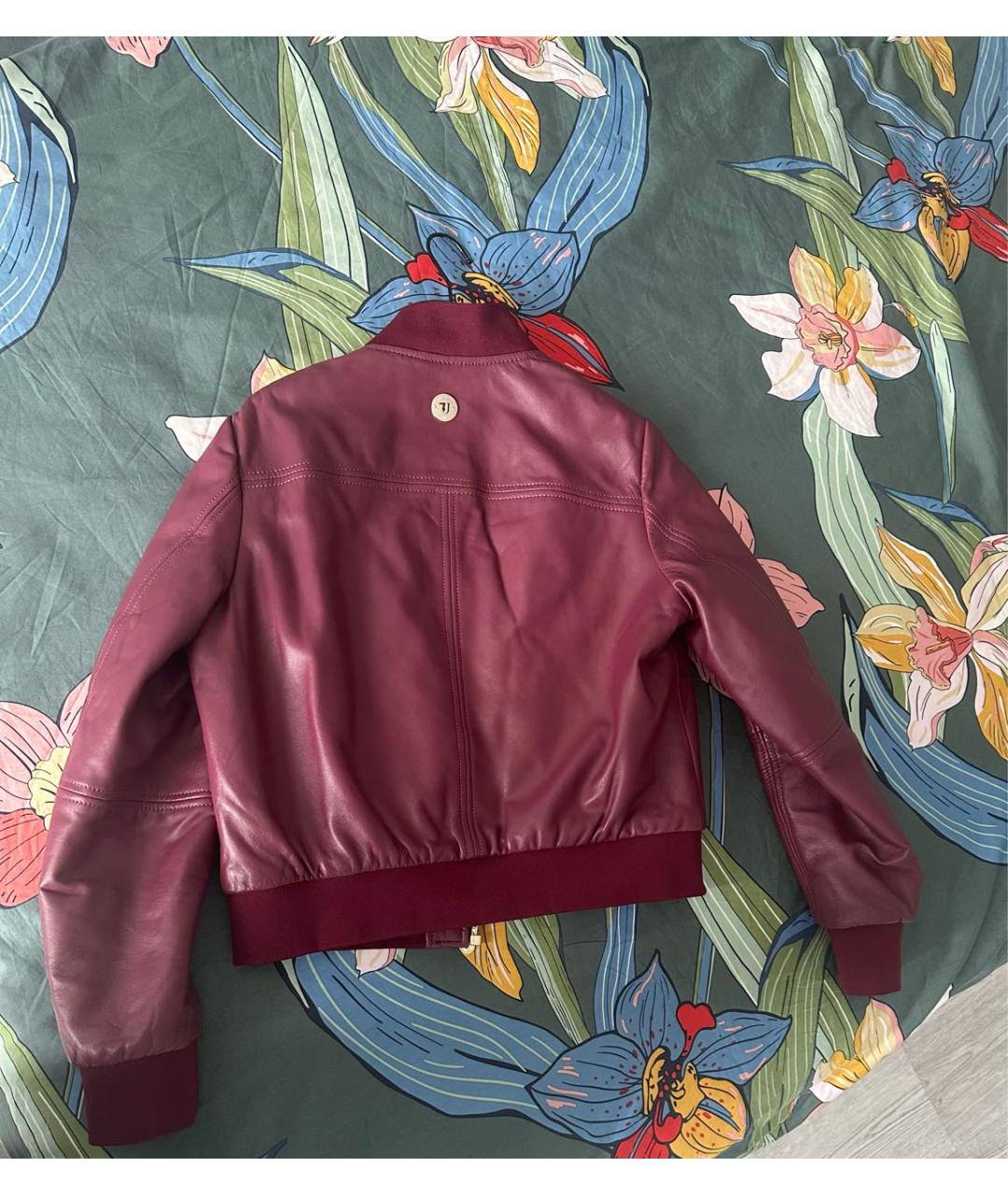 TRUSSARDI JEANS Бордовая кожаная куртка, фото 2