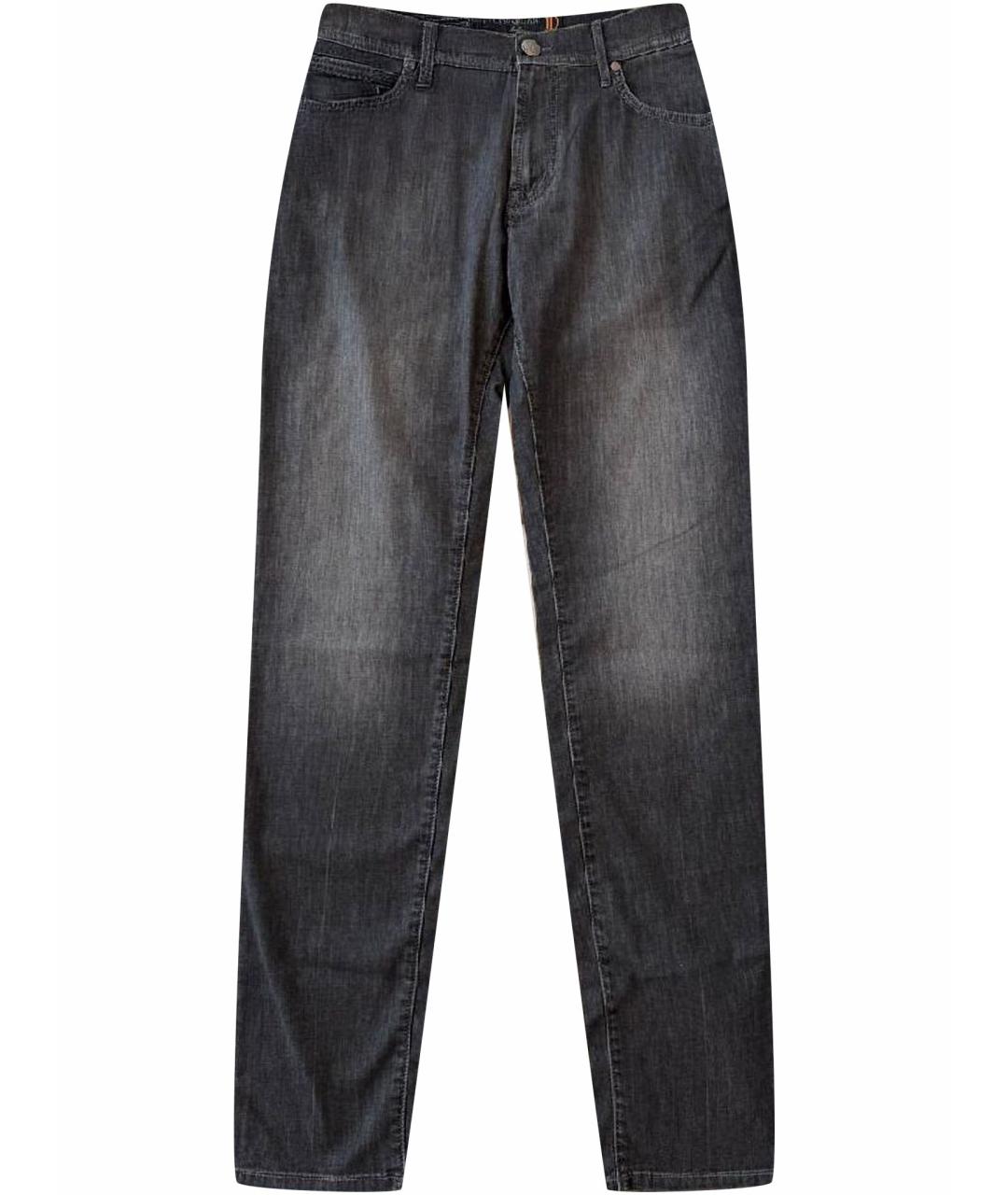 CORNELIANI Антрацитовые хлопковые прямые джинсы, фото 1