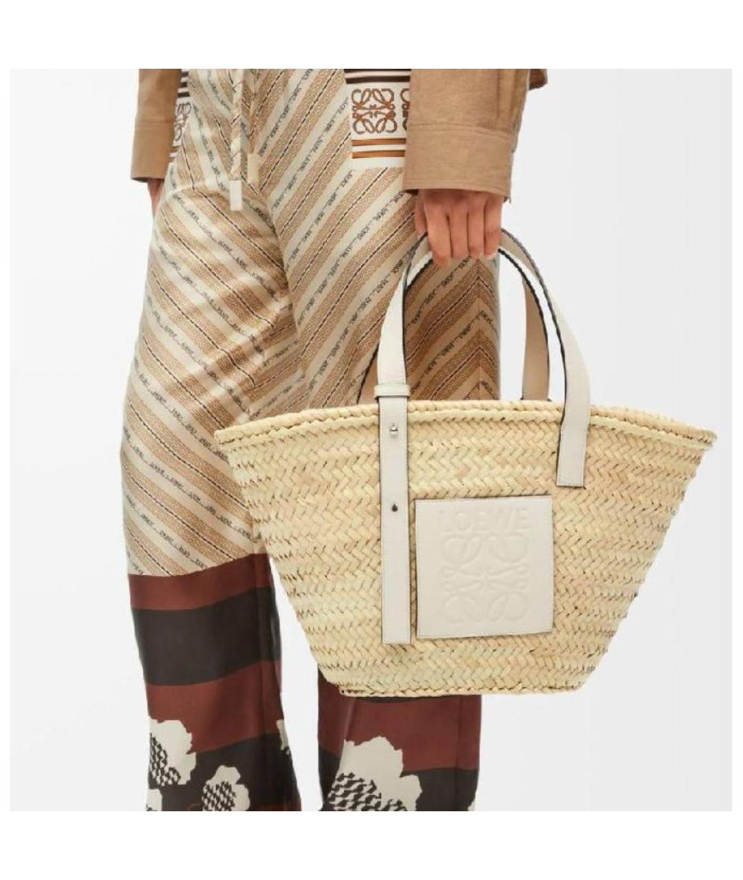 LOEWE Белая пелетеная пляжная сумка, фото 2