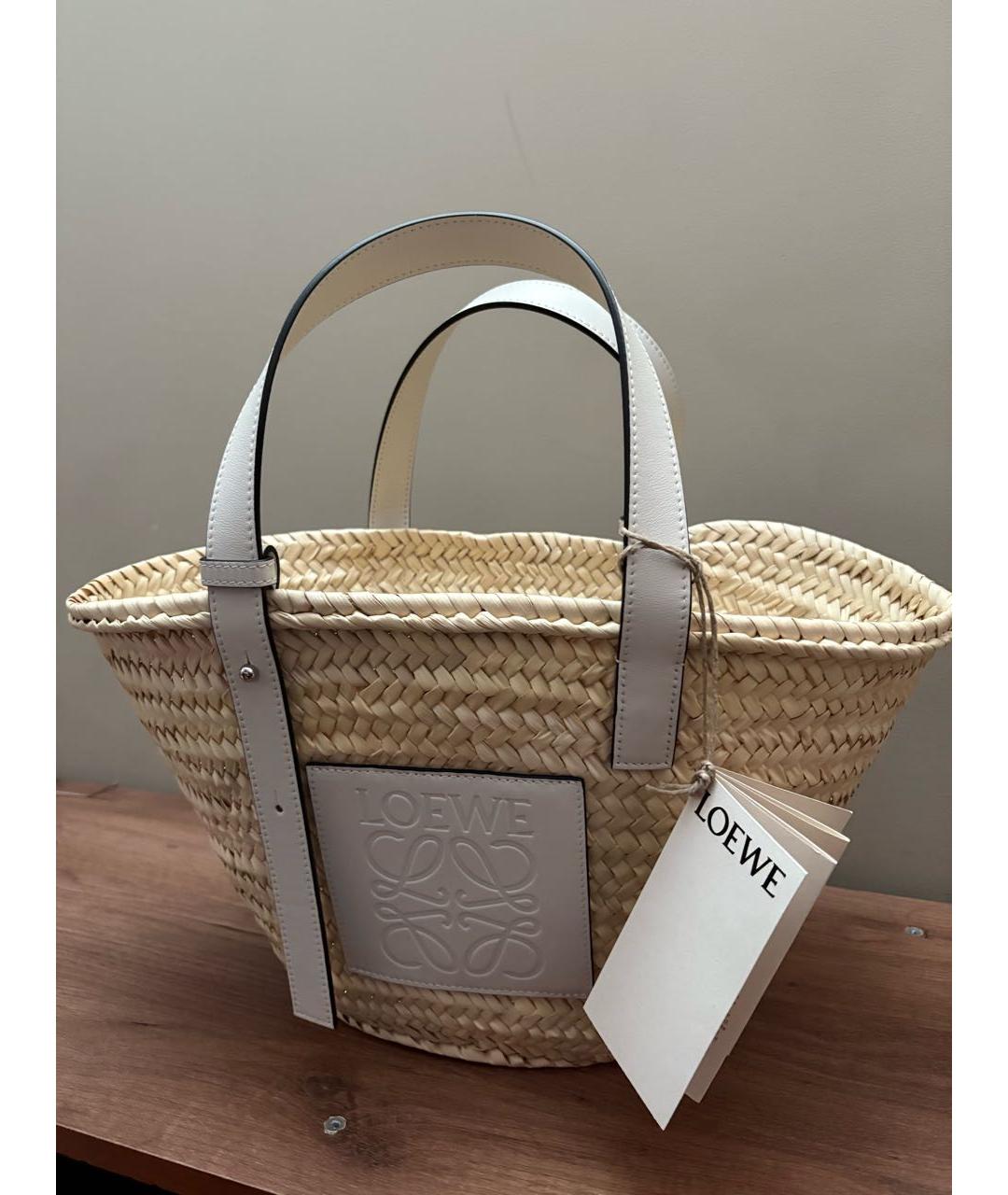 LOEWE Белая пелетеная пляжная сумка, фото 3