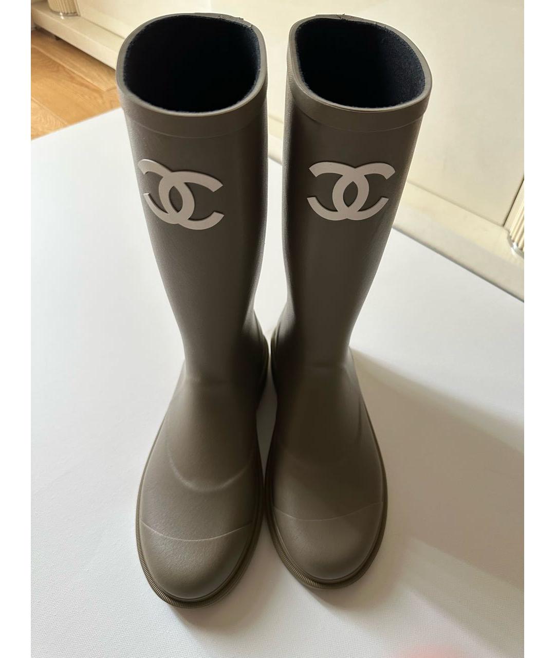 CHANEL Хаки резиновые сапоги, фото 2