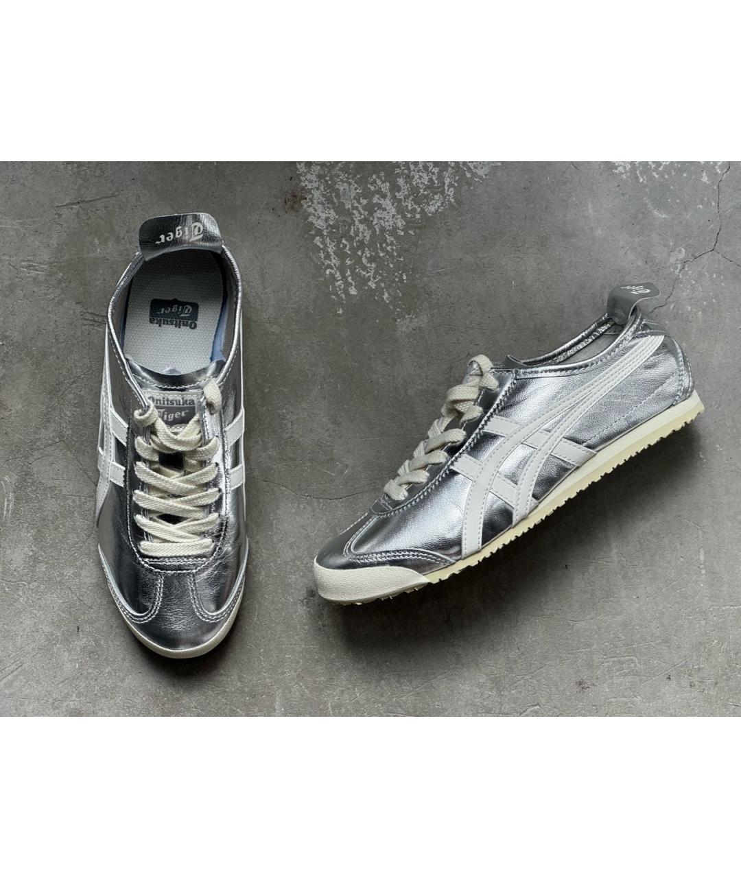 ONITSUKA TIGER Серебряные кожаные кроссовки, фото 6