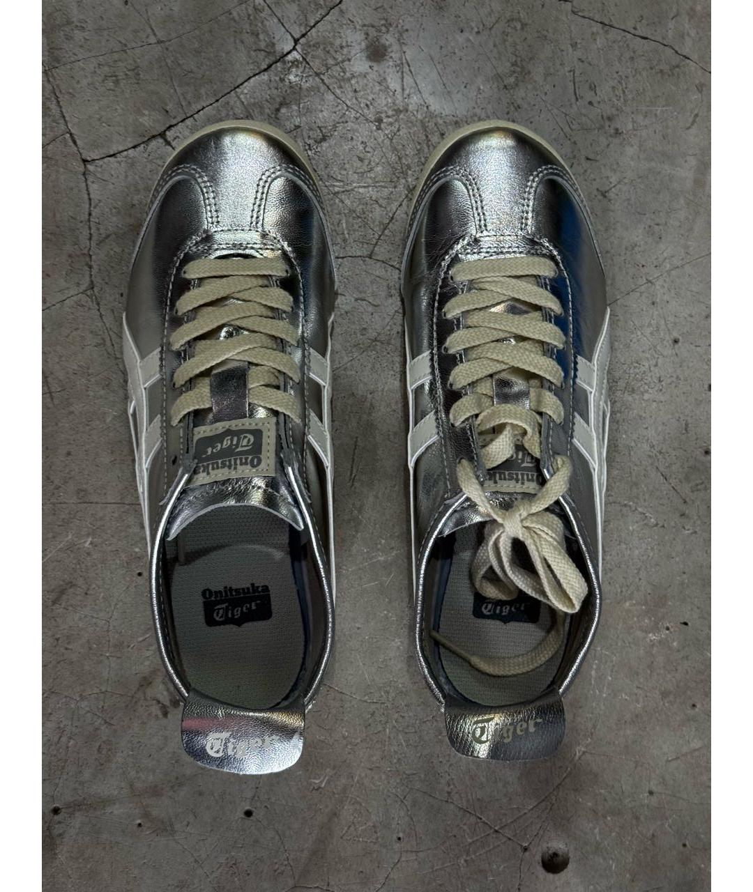 ONITSUKA TIGER Серебряные кожаные кроссовки, фото 3