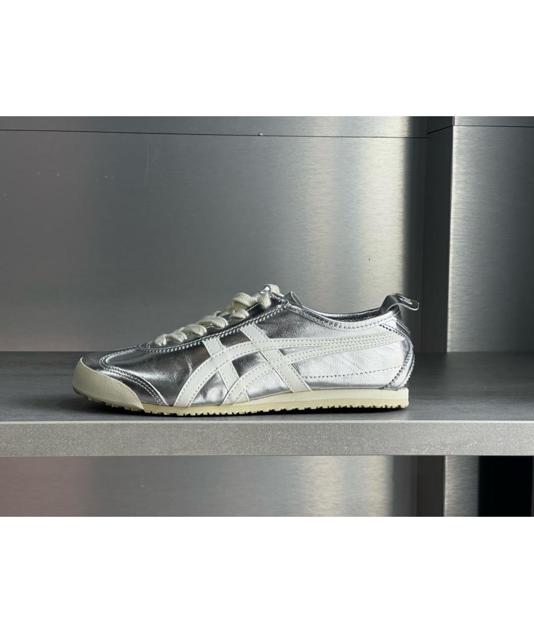 ONITSUKA TIGER Серебряные кожаные кроссовки, фото 7