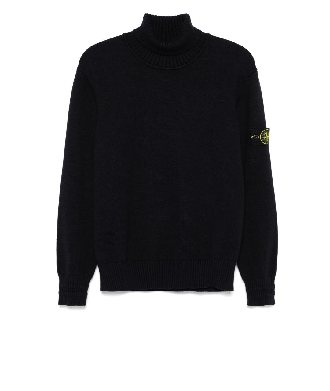STONE ISLAND Черная хлопковая водолазка, фото 1