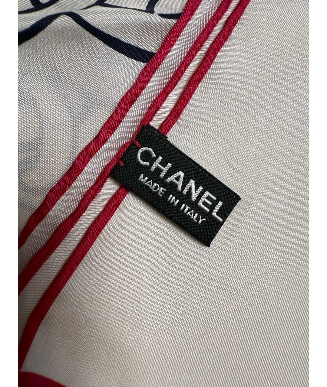 CHANEL Белый шелковый платок, фото 4
